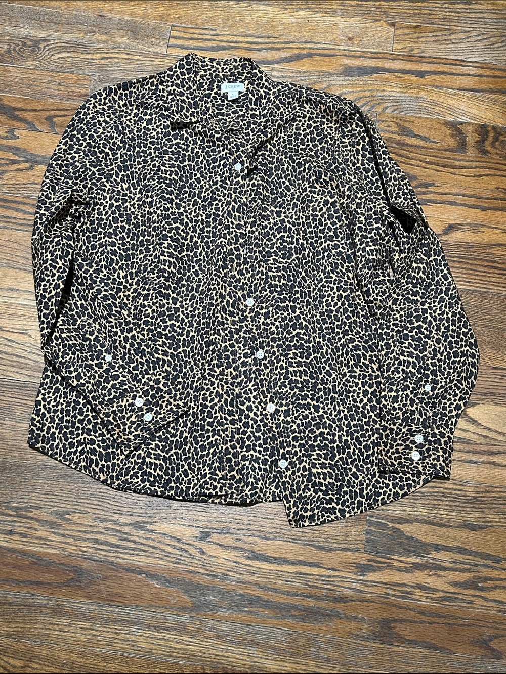 J. Crew Leopard Print Button-Up Shirt in Black and Tan - Picture 2 of 4